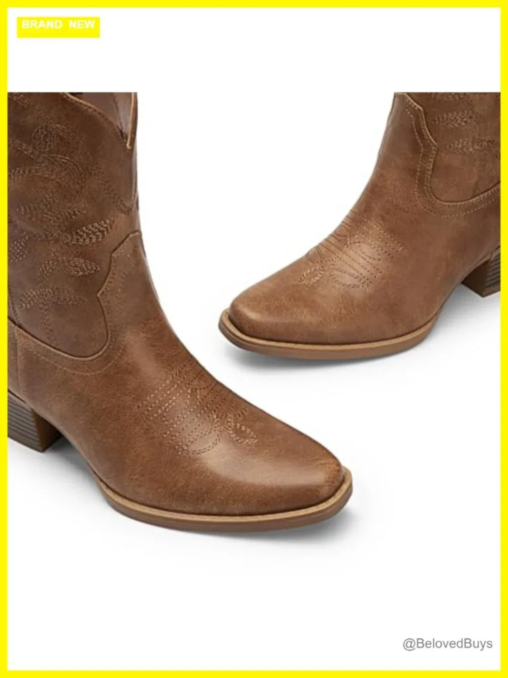 Embroidered Snip Toe Cowboy Boots With Chunky Block Heel